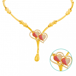 Buy Cute Colorful Hearts Gold Necklace 