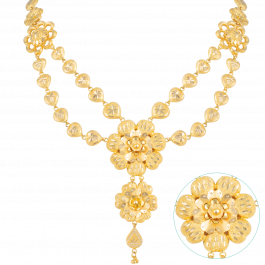 Glossy Matt Finish Floral Gold Necklace