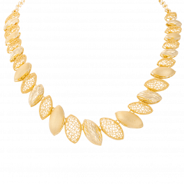 Stylish Textured Oval Pattern Gold Necklaces