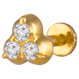 Elegant Triple Stones Diamond Nosepin