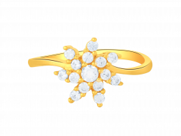 Floral sparkle gold ring