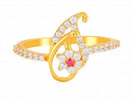 Sparkling paisley gold ring
