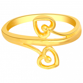Twin heart buds gold ring