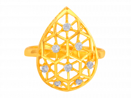 Drop shape shimmering Gold Ring