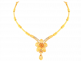 Charming Floral with Studded Gold Necklace