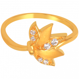 22KT Gold with Studded Lotus Ring
