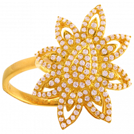 White Beauty Flower with Studded Gold Ring