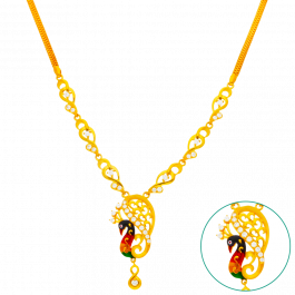Peacock Pendant with Hanging Drops Gold Necklace