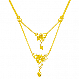 Two Step Pendant with Hanging Mankolam Gold Necklace