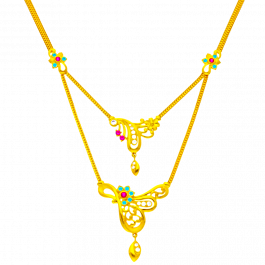 Colorful Stone Pendant with Gold Necklace