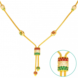 Geometrical Shaped Colorful Stone Gold Necklace