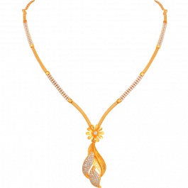 Lovely Leaf and Floral Design Gold Necklace