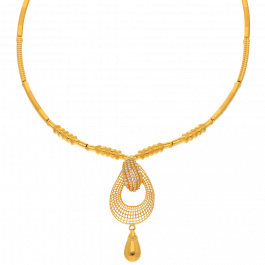 Mesmerizing Rope Design with Sparkling Stone Gold Necklace