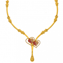Coupled Heartine Design with Matching Stone Gold Necklace