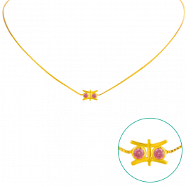 Pretty Pinky Twin Stone Gold Necklace
