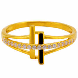 Pretty Parallel Cross Gold Ring