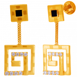 Square Shape And Hanging Gold Earrings
