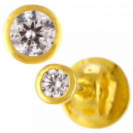 Dazzle Single Stone Small Stud Gold Earrings