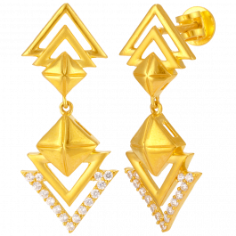 Sparkling Twin Arrow Dangler Gold Earrings