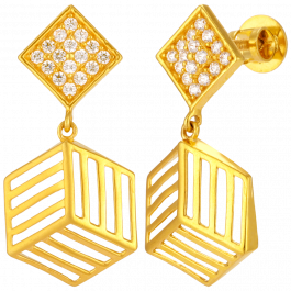 Royal Look Rhombus Gold Earrings