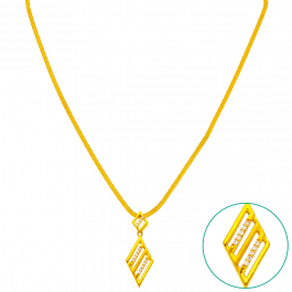 Classic Diamond Shaped Gold Pendent With Chain