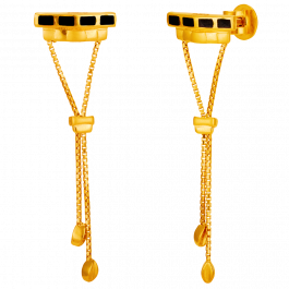 Exotic Black Enamel Dangler Gold Earrings