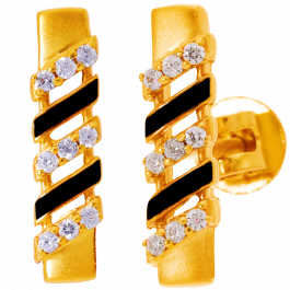 Trendy Three Layer Stones Gold Earrings