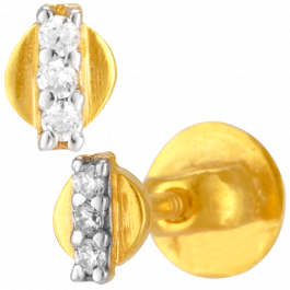 Elegant White Stones Small Stud Gold Earrings