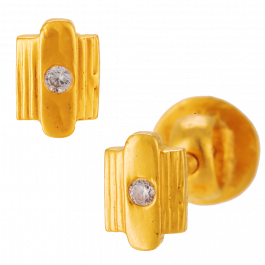 Sparkle Single Stone Small Stud Gold Earrings