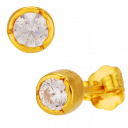 Sparkling Single Stone Small Stud Gold Earrings