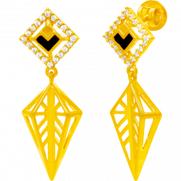 Graceful Patterned Rhombus Gold Earrings