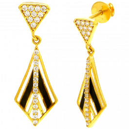 Trendy Triangle Stones Studded Gold Earrings