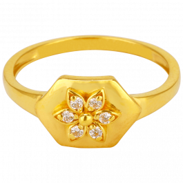 Dual Finish Floral Gold Ring
