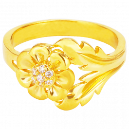 Fantastic Floral And Leaf Gold Ring