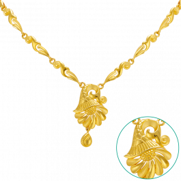 Mesmerized Horn And Leaf Design Gold Necklace