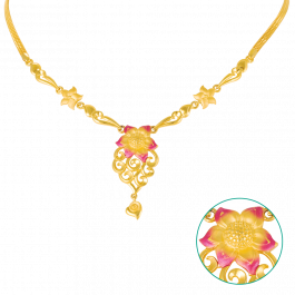 Precious Enamel Floral Stylish Gold Necklace