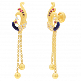 Gorgeous Peacock Color Stone Gold Earrings