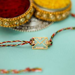 Amorous Envelop Design Gold Pendant And Rakhi