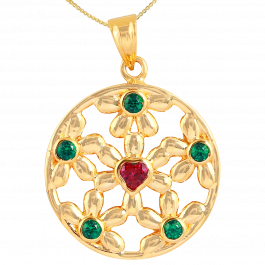 Amazing Floral And Color Stone Gold Pendants | 135A805987