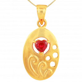Aesthetic Red Stone Floral Gold Pendants | 135A805989