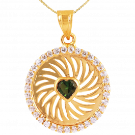 Adorned Green Stone Heart Gold Pendants | 135A806061