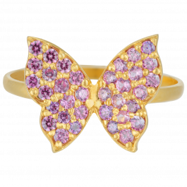 Enchanting Purple Butterfly Gold Rings