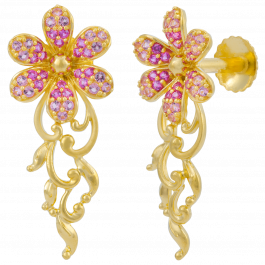 Vibrant Bloomed Floral Gold Earrings