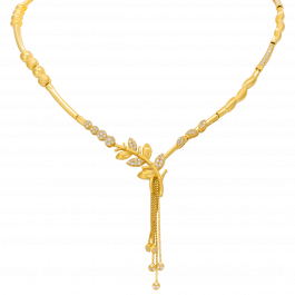 Shimmering Leaf Pattern Gold Necklaces