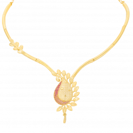 Fantastic Colour Stone Leaf Design Gold Necklaces