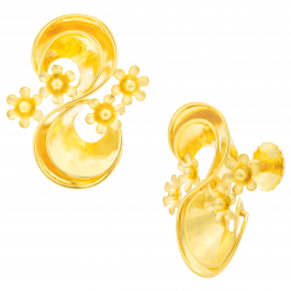 Enchanting Swirly S Pattern Floral Gold Earrings