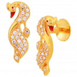 Affable Beautiful Mayuri Gold Earrings