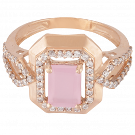 Imperial Hexagonal Pink Stone Gold Rings