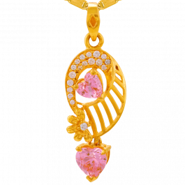 Lovely Dancing Heart And Floral Gold Pendant