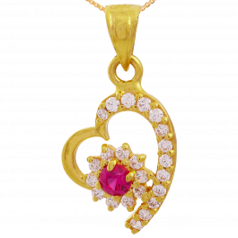 Beauteous Heart And Floral Gold Pendant